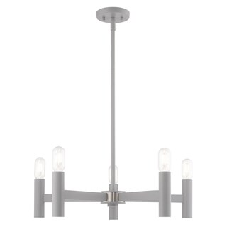Livex Lighting Copenhagen 5-Light Chandelier - 25"Dia. x 18.5"-42.5"Adj. H (Nordic Gray) - Chandeliers For Bedrooms by Overstock.com