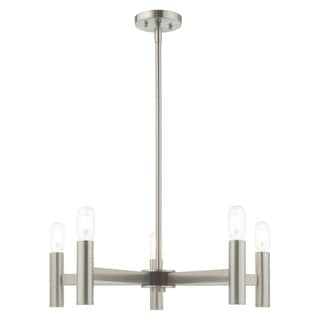 Livex Lighting Copenhagen 5-Light Chandelier - 25"Dia. x 18.5"-42.5"Adj. H (Brushed Nickel) - Chandeliers For Bedrooms by Overstock.com