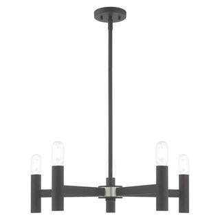Livex Lighting Copenhagen 5-Light Chandelier - 25"Dia. x 18.5"-42.5"Adj. H (Scandinavian Gray) - Chandeliers For Bedrooms by Overstock.com