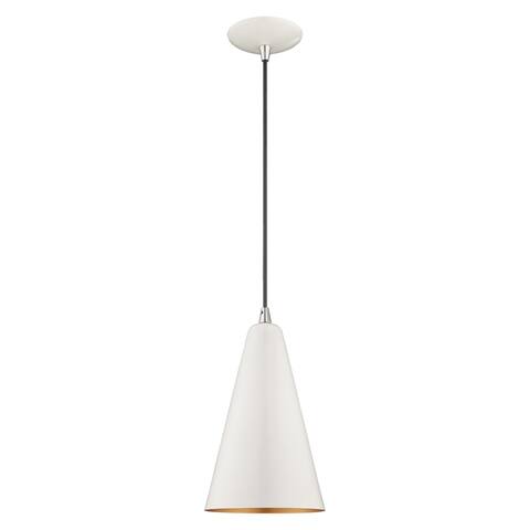 Livex Lighting Metal Cone Shade 1-Light Mini Pendant - 7.38"Dia. x 18"-75"Adj. H - 7.38"Dia. x 18"-75"Adj. H
