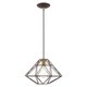 preview thumbnail 7 of 35, Livex Lighting Geometric Shade 1-Light Mini Pendant - 13.5"Dia. x 13"-75"Adj. H Bronze