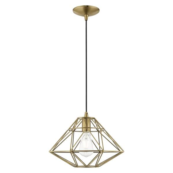 slide 2 of 37, Livex Lighting Geometric Shade 1-Light Mini Pendant - 13.5"Dia. x 13"-75"Adj. H