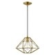 preview thumbnail 3 of 35, Livex Lighting Geometric Shade 1-Light Mini Pendant - 13.5"Dia. x 13"-75"Adj. H Antique Brass