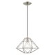 preview thumbnail 15 of 35, Livex Lighting Geometric Shade 1-Light Mini Pendant - 13.5"Dia. x 13"-75"Adj. H Brushed Nickel