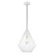 preview thumbnail 7 of 47, Livex 1-light Geometric Mini Pendant - 11.5"Dia. x 17.5"-80"Adj. H White - Matte