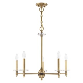 Livex Lighting Bancroft 5-Light Chandelier - 25"Dia. x 21.75"H (Antique Brass) - Chandeliers For Bedrooms by Overstock.com