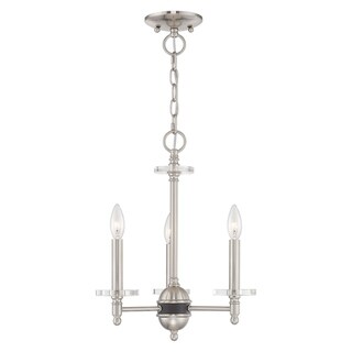 Livex Lighting Bancroft 3-Light Mini Chandelier - 14"Dia. x 17.5"H (Brushed Nickel) - Chandeliers For Bedrooms by Overstock.com