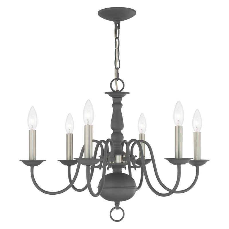 Livex Lighting Williamsburgh 6-Light Scandinavian Gray Chandelier - 24"Dia. x 18"H