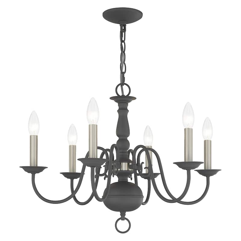Livex Lighting Williamsburgh 6-Light Scandinavian Gray Chandelier - 24"Dia. x 18"H