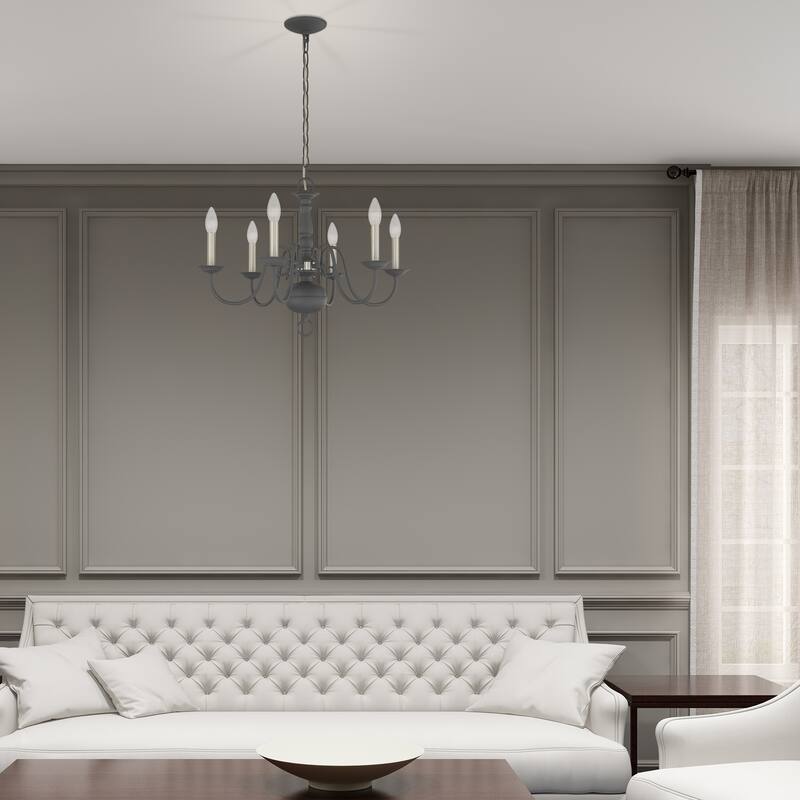 Livex Lighting Williamsburgh 6-Light Scandinavian Gray Chandelier - 24"Dia. x 18"H