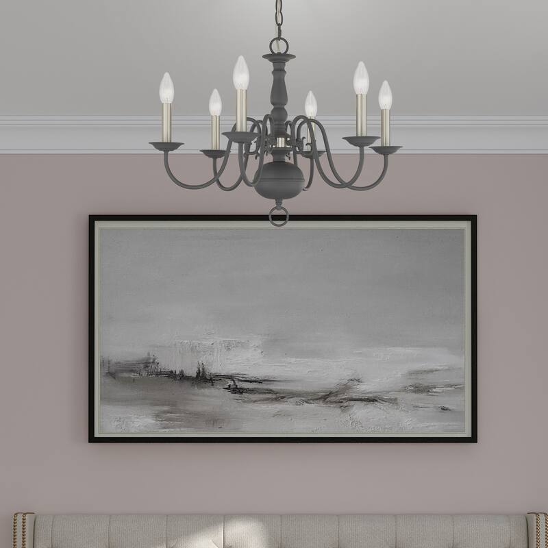 Livex Lighting Williamsburgh 6-Light Scandinavian Gray Chandelier - 24"Dia. x 18"H