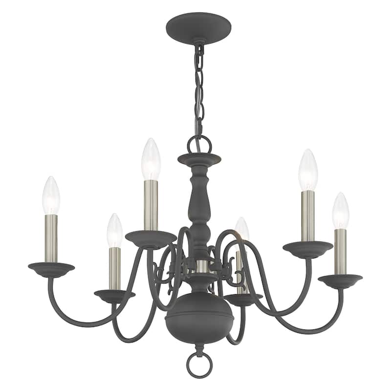Livex Lighting Williamsburgh 6-Light Scandinavian Gray Chandelier - 24"Dia. x 18"H