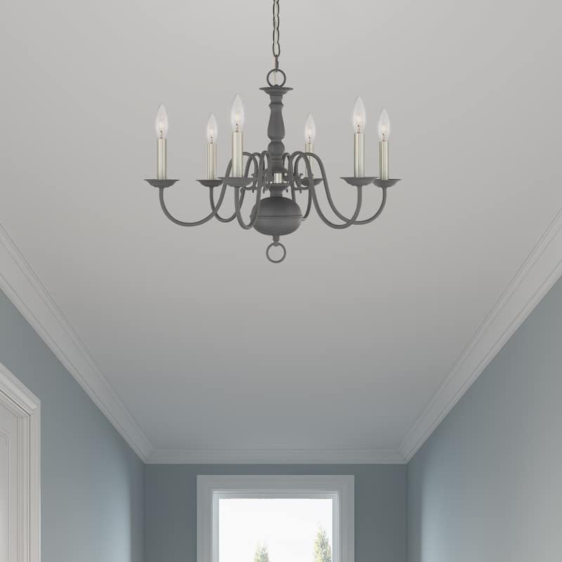 Livex Lighting Williamsburgh 6-Light Scandinavian Gray Chandelier - 24"Dia. x 18"H