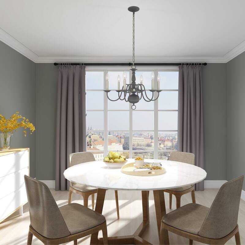 Livex Lighting Williamsburgh 6-Light Scandinavian Gray Chandelier - 24"Dia. x 18"H