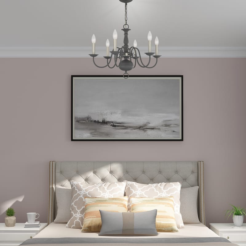 Livex Lighting Williamsburgh 6-Light Scandinavian Gray Chandelier - 24"Dia. x 18"H