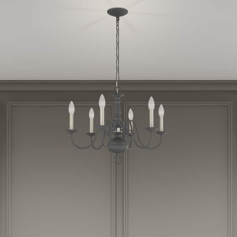 Livex Lighting Williamsburgh 6-Light Scandinavian Gray Chandelier - 24"Dia. x 18"H