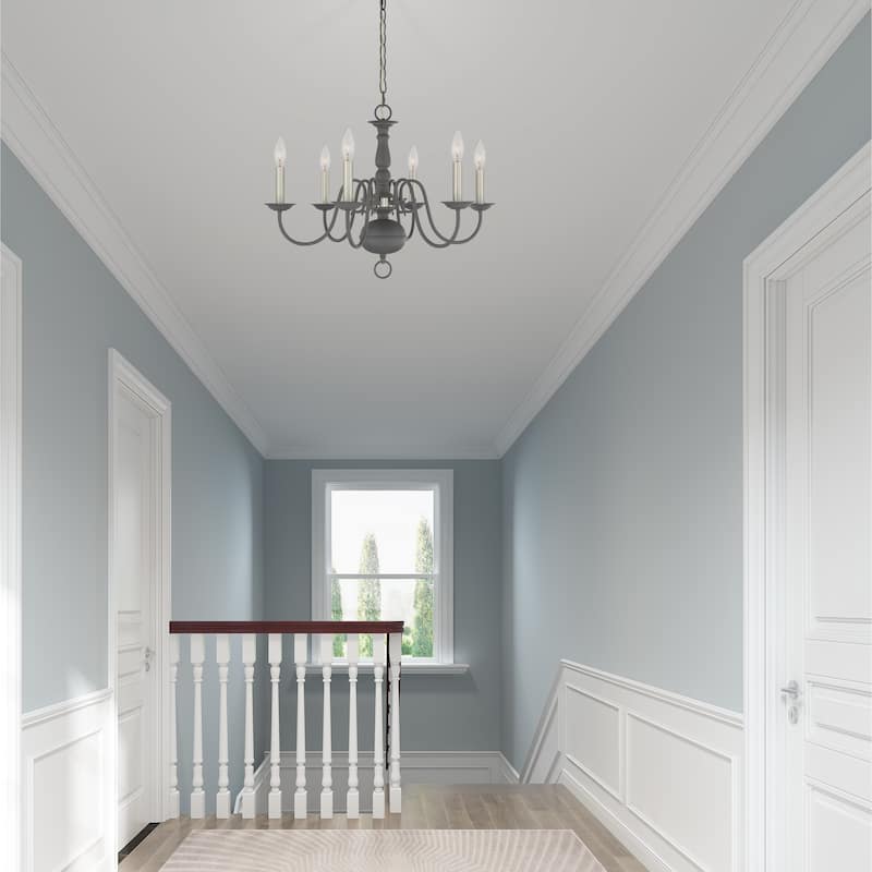 Livex Lighting Williamsburgh 6-Light Scandinavian Gray Chandelier - 24"Dia. x 18"H