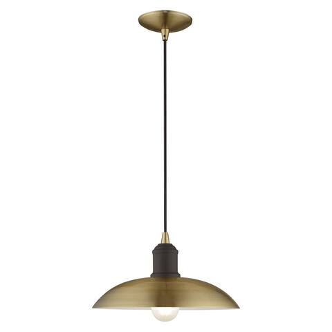 Livex Lighting Metal Shade 1-Light Mini Pendant - 12.5"Dia. x 11.25"-70"Adj. H - 12.5"Dia. x 11.25"-70"Adj. H