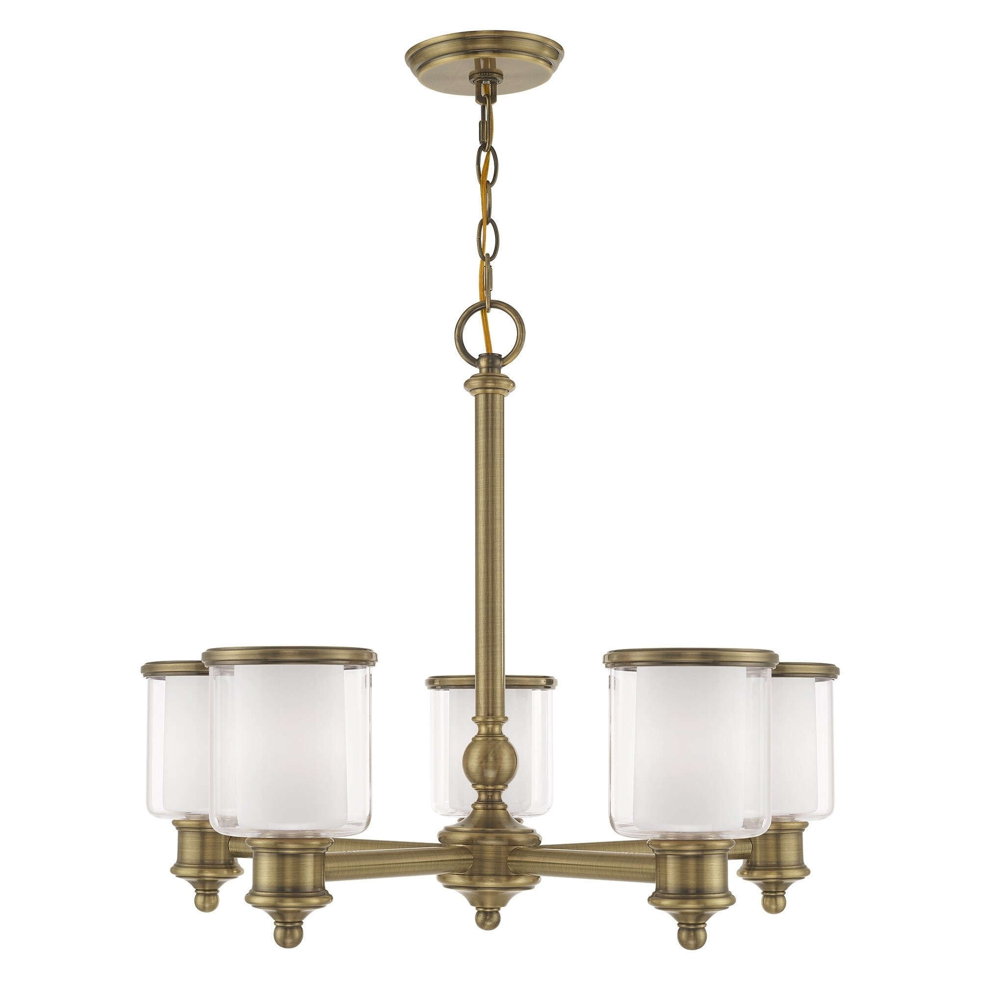 Livex Lighting Middlebush 5-Light Antique Brass Chandelier - 25"Dia. x 21.25"H - Chandeliers For Bedrooms by Overstock.com
