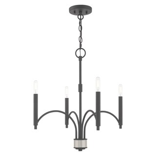 Livex Lighting Wisteria 4-Light Mini Chandelier - 19.75"Dia. x 21.75"H (Scandinavian Gray) - Chandeliers For Bedrooms by Overstock.com