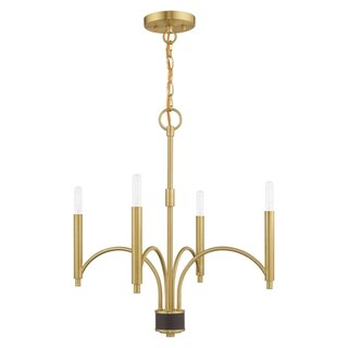 Livex Lighting Wisteria 4-Light Mini Chandelier - 19.75"Dia. x 21.75"H (Satin Brass) - Chandeliers For Bedrooms by Overstock.com