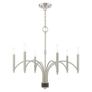 Livex Lighting Wisteria 6-Light Mini Chandelier - 26"Dia. x 24"H (Brushed Nickel) - Chandeliers For Bedrooms by Overstock.com