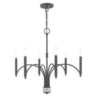 Livex Lighting Wisteria 6-Light Mini Chandelier - 26"Dia. x 24"H (Scandinavian Gray) - Chandeliers For Bedrooms by Overstock.com