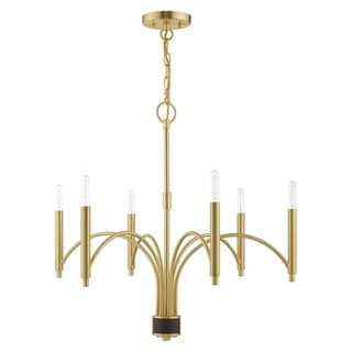 Livex Lighting Wisteria 6-Light Mini Chandelier - 26"Dia. x 24"H (Satin Brass) - Chandeliers For Bedrooms by Overstock.com