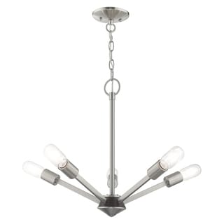 51155-01 Prague (Mid-Century Modern - ETL/Damp Rated - Brushed - Nickel - 13 to 24 Inches - Hardwired - 13 to 24 Inches) - Chandeliers For Bedrooms by Overstock.com