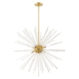 Livex Lighting Utopia Large 8-Light Pendant Chandelier - 34"Dia. x 38"-112.75"Adj. H (Satin Brass) - Chandeliers For Bedrooms by Overstock.com