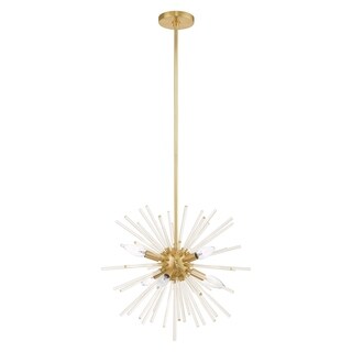 Livex Lighting Utopia 6-Light Pendant Chandelier - 20"Dia. x 25.25"-50.75"Adj. H (Satin Brass) - Chandeliers For Bedrooms by Overstock.com