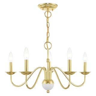 Livex Lighting Windsor 5-Light Mini Chandelier - 24"Dia. x 13"H (Polished Brass - Polished) - Chandeliers For Bedrooms by Overstock.com