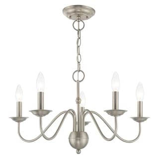 Livex Lighting Windsor 5-Light Mini Chandelier - 24"Dia. x 13"H (Brushed Nickel - Brushed) - Chandeliers For Bedrooms by Overstock.com