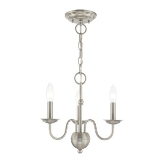 Livex Lighting Windsor 3-Light Mini Chandelier - 14"Dia. x 13"H (Brushed Nickel - Brushed) - Chandeliers For Bedrooms by Overstock.com