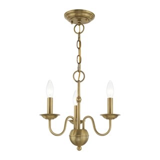 Livex Lighting Windsor 3-Light Mini Chandelier - 14"Dia. x 13"H (Antique Brass - Antiqued) - Chandeliers For Bedrooms by Overstock.com