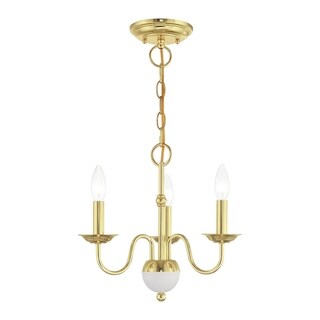 Livex Lighting Windsor 3-Light Mini Chandelier - 14"Dia. x 13"H (Polished Brass - Polished) - Chandeliers For Bedrooms by Overstock.com