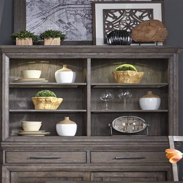 Shop Copper Grove Debelets Wirebrushed Aged Oak Hutch And Buffet