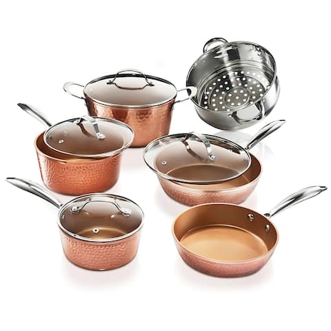 Gotham Steel 10 PC Non-stick Hammered Cookware Set with Triple Coating