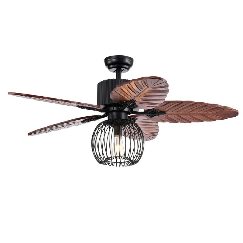 Aguano 48-inch Lighted Ceiling Fan & Broad Leaf Blades (Includes Remote)
