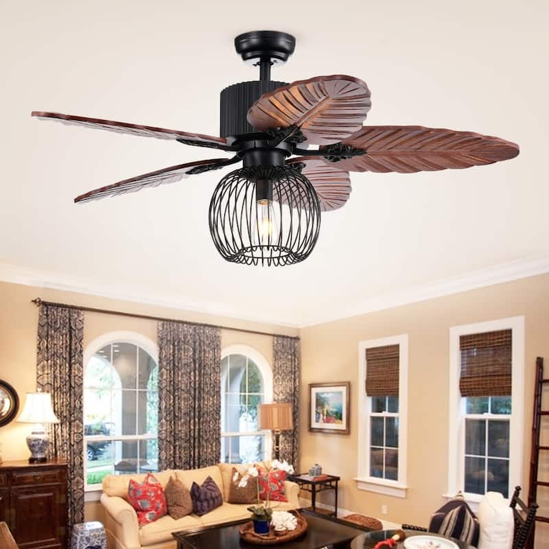 Aguano 48-inch Lighted Ceiling Fan & Broad Leaf Blades (Includes Remote)
