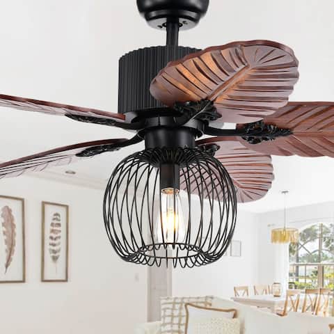Aguano 48-inch Lighted Ceiling Fan & Broad Leaf Blades (Includes Remote)