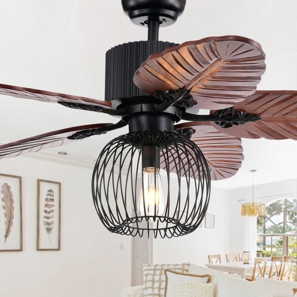 GLF 48" Ceiling Fan With Light 5 Blades Reversible Remote Control Kit Chandelier 