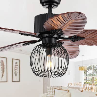 Aguano 48-inch Lighted Ceiling Fan & Broad Leaf Blades (Includes Remote)