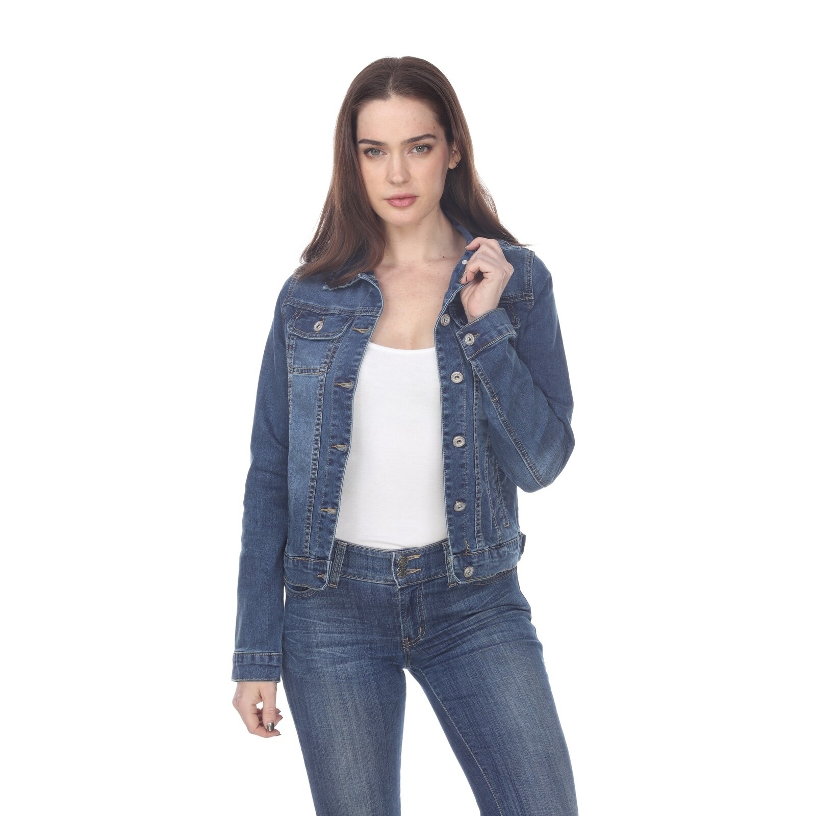 white womens denim jacket