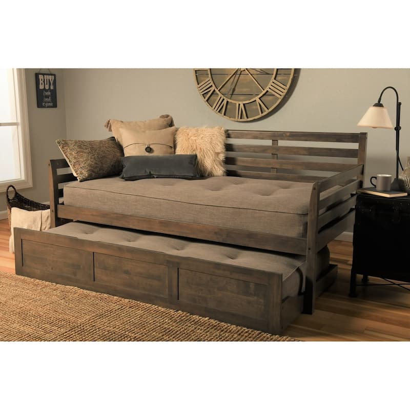 Copper Grove Kutaisi Daybed/Trundle Bed with Mattresses Included - Rustic Walnut