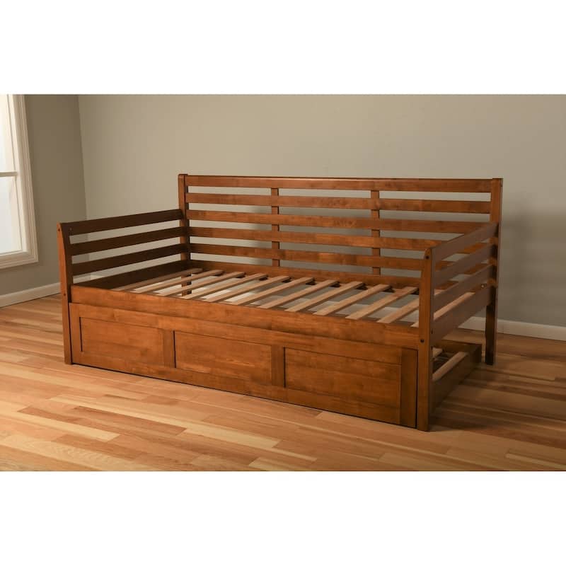 Copper Grove Kutaisi Daybed with Trundle and Linen Aqua Mattresses