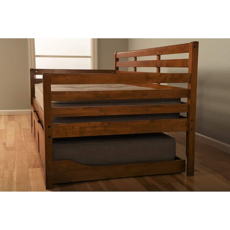 Copper Grove Kutaisi Daybed with Trundle and Linen Aqua Mattresses