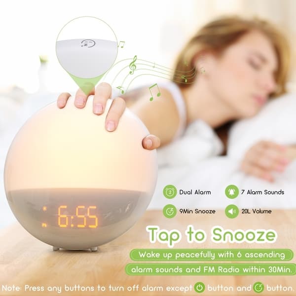 Shop Mpow Wake Up Light Alarm Clock With Sunrise Simulation Dual Alarm 6 Natural Sounds Fm Radio Overstock