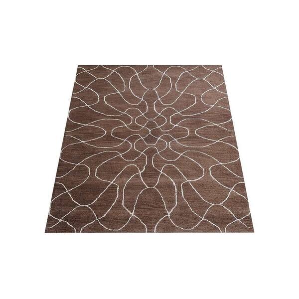 Hand Tufted Wool Contemporary Area Rug Rectangle Brown Beige 5 X 8 Overstock 26030436