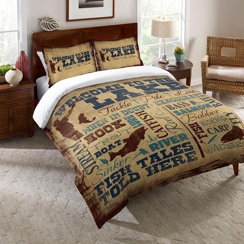Welcome to the Lake King Comforter - brown;blue; beige - brown;blue; beige